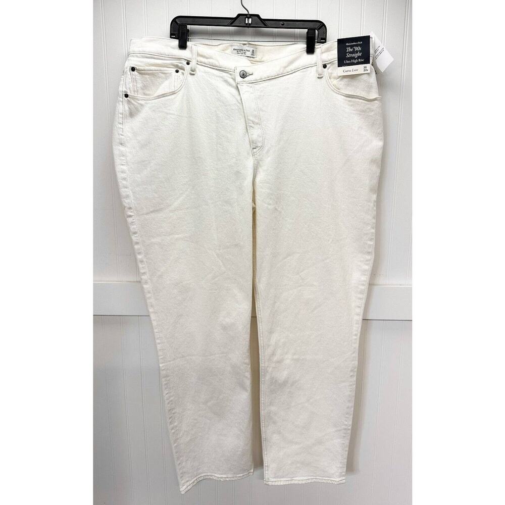 Abercrombie Fitch Jeans 90s Straight Ultra High Rise Curve Love 36/22 Cream NEW